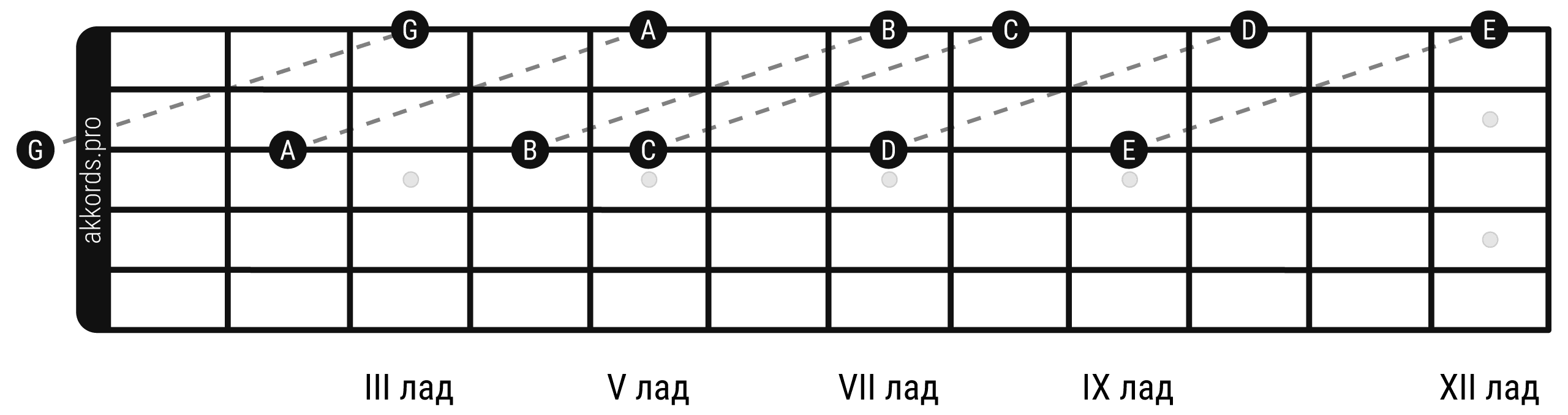 Ноты на грифе гитары: расположение нот на 1 струне
